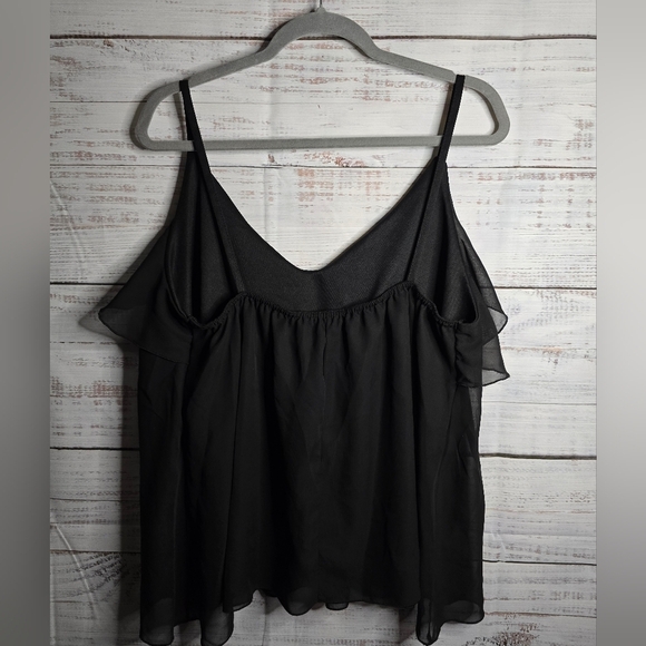 Boohoo Black Ruffle Spaghetti Strap Tank Top Plus Size 18 - Picture 3 of 4